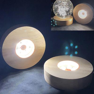 Holz LED Licht Display Basis Glas Resin Kunst Ornament Holz Nachtlampe Basis LED Licht Drehständer