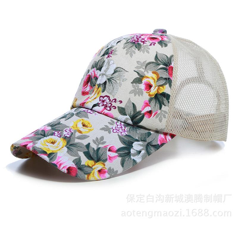 

Летняя женская бейсболка, кепка с солнцезащитным козырьком, сетчатая кепка с цветочным узором, начиная с утверждения Adjustable