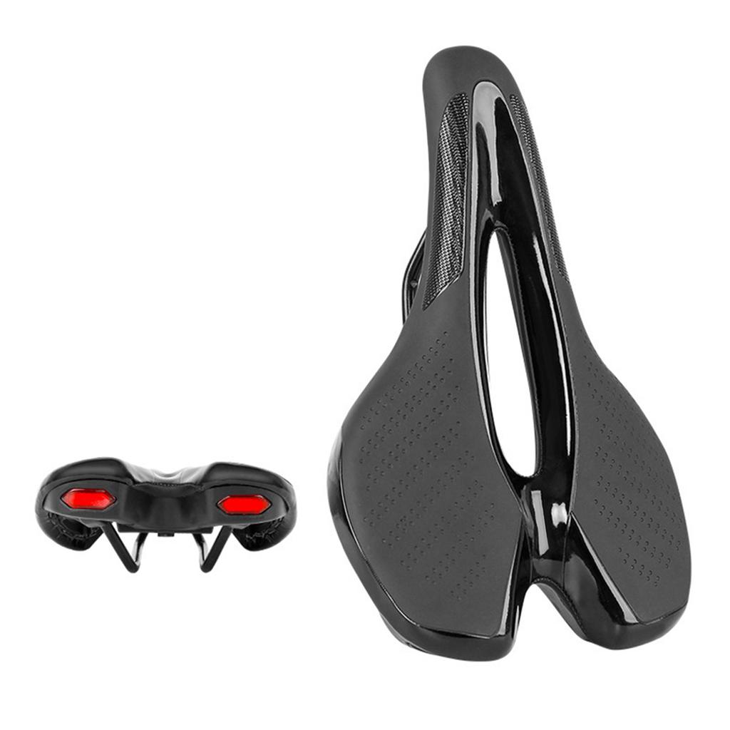 Bike Saddle Bike Seat Cushion Cycle Saddle Hollow Breathable Seat Cushion with USB Charging Warning Taillight for Cycling Black