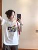 Women's Oversized White Cotton Short-Sleeve T-Shirt, Summer 2025 Trendy Style