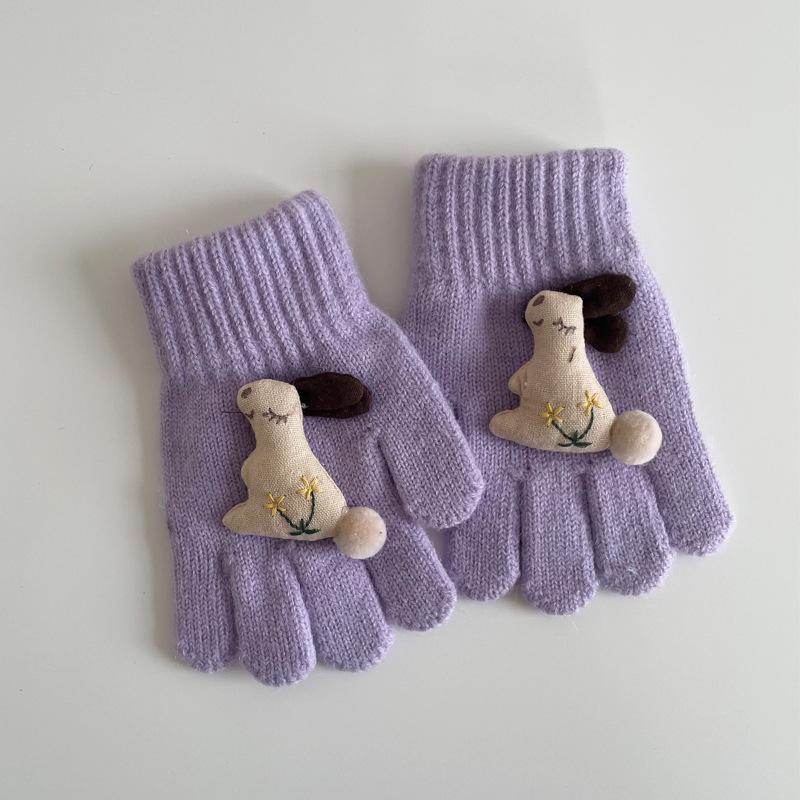 Children's Winter Plush Five-Finger Gloves - Warm, Trendy Gloves for Boys & Girls, Perfect for Outdoor Cold Protection & Writing.