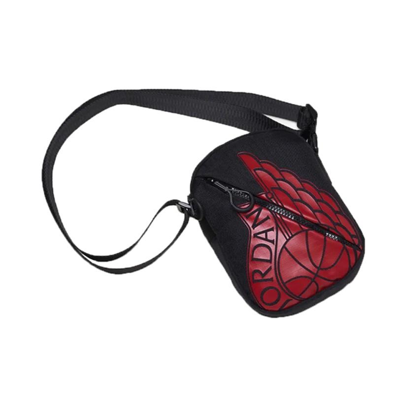 Jordan Air Wing Logo Sports Polyester Shoulder Bag Unisex Shoulder Bag Black Red 9A0198-023 Black Red