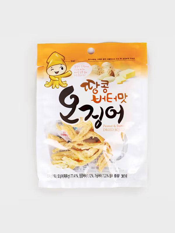 Cheonghae Peanut Butter Flavored Dried Squid Snack 30g 1ea
