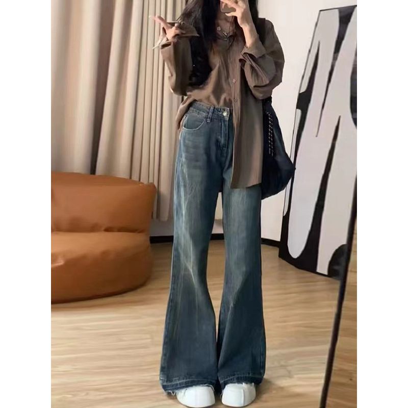 Loose-Fitting Flared Jeans for Women, Spring New Style, Plus Size, Flattering, High-Waisted, Wide-Leg Bell-Bottom Pants