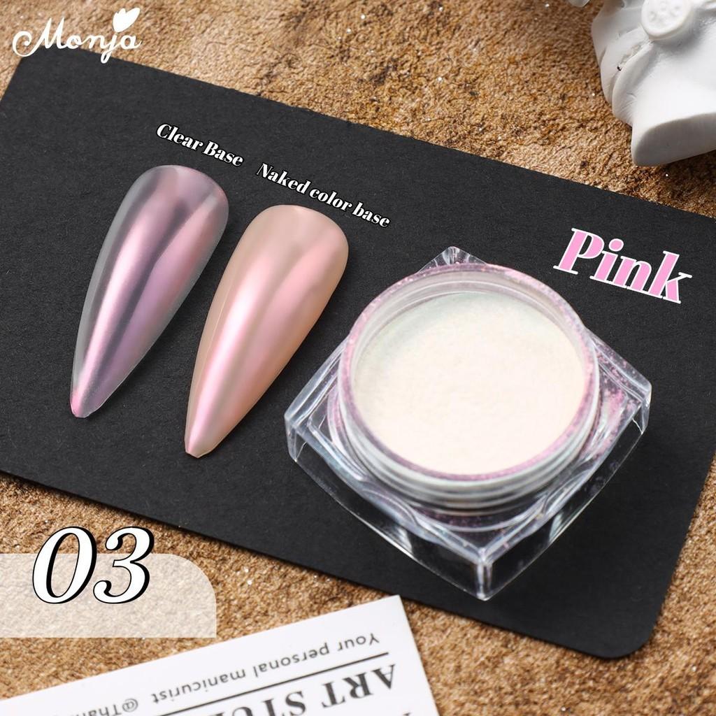 Monja Chrome Mirror Nail Powder Moonlight White Pearl Powder Nail Glitter Rubbing Pigment Bright Shiny Effect Manicure Decoration