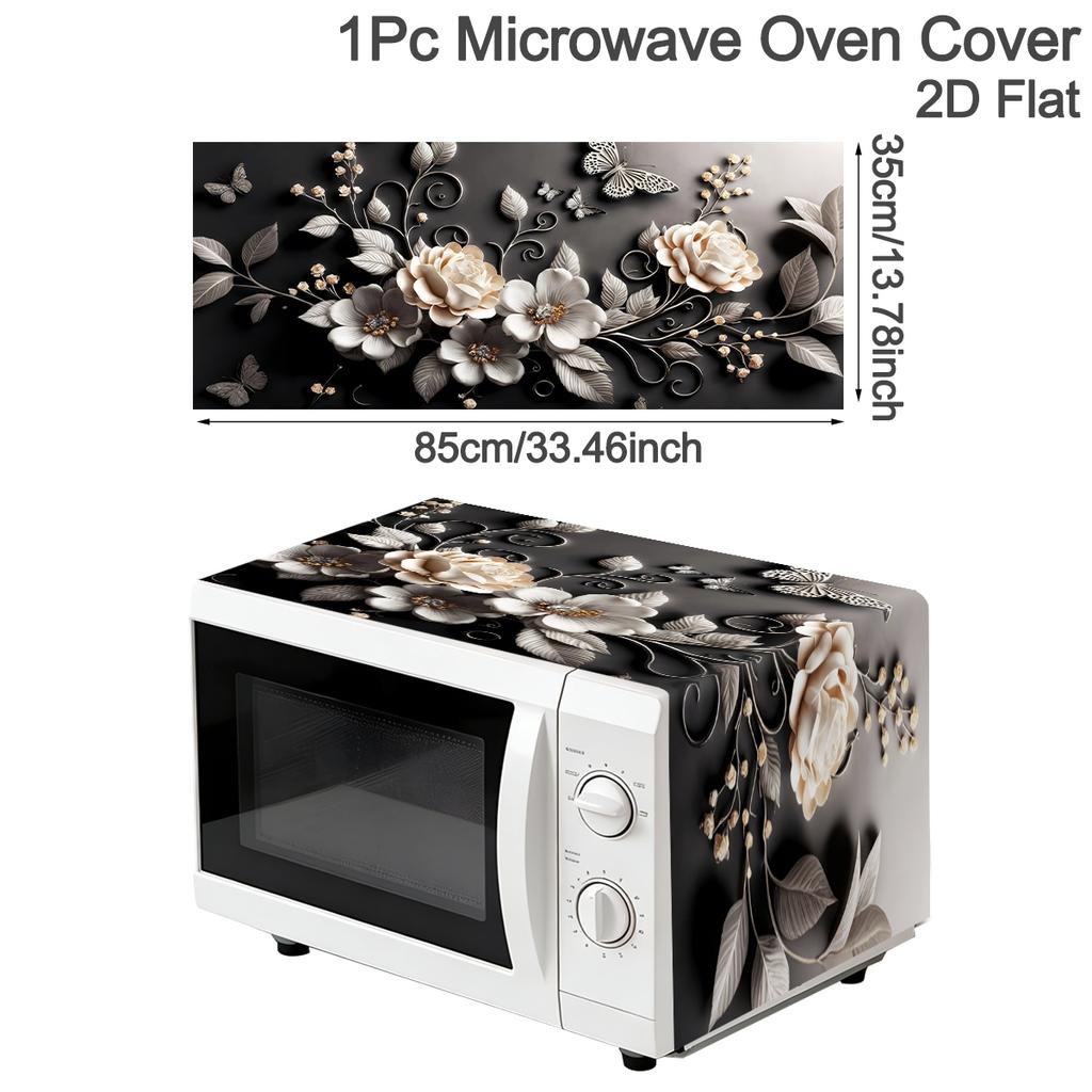 Flower Microwave Dust Cover 35x85cm Polyester Oven Dust Cover Machine Protector For Home Kitchen Dining Room Appliance Cover