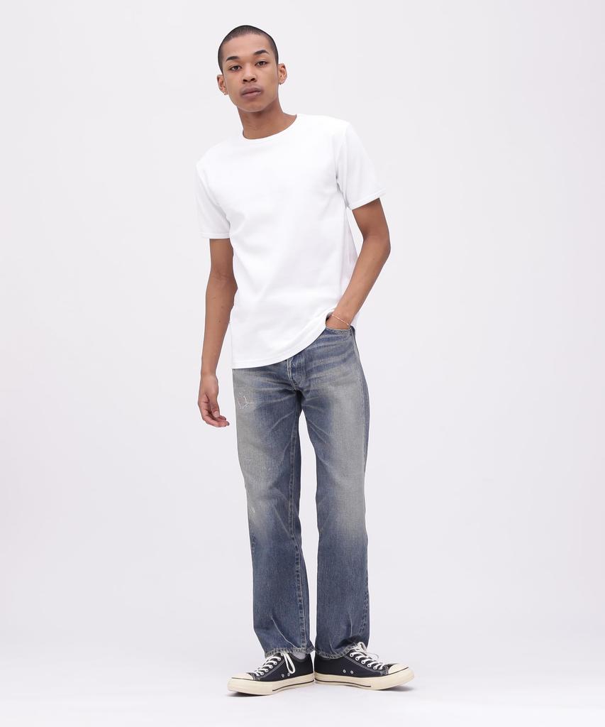 AVIREX DAILY RIB SAME COLOR CREW NECK T-SHIRT white 783-5934023