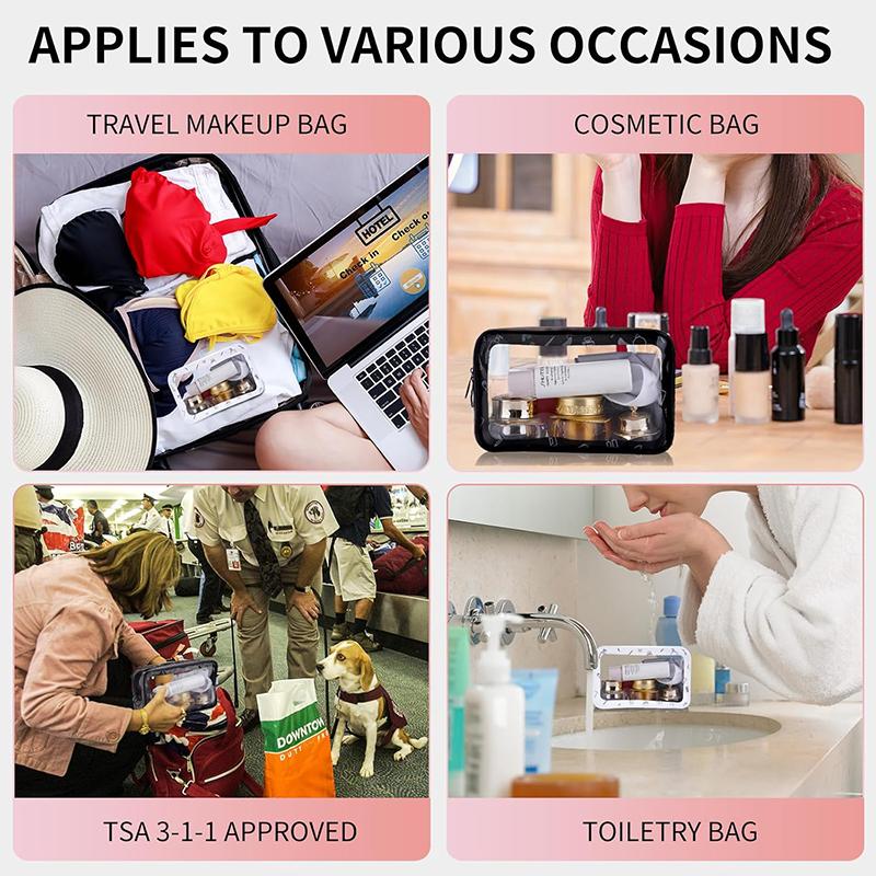 Fashion Transparent PVC Makeup Bag Women's Makeup Storage Bags Wash Bags Travel Storage Bag Waterproof Portable Storage Bags