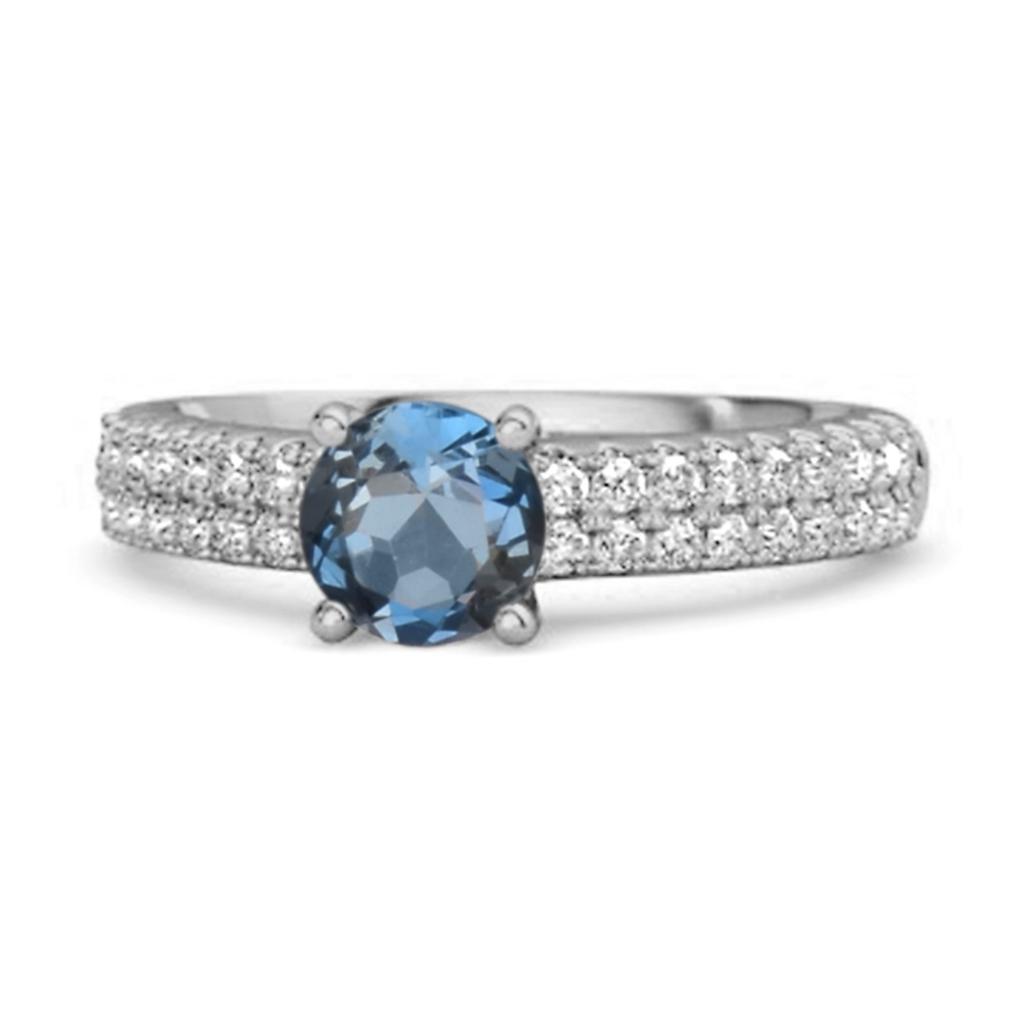 London Blue Topaz Double Pave Band Ring - 925 Sterling Silver