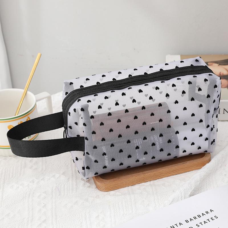 Mesh Clear Cosmetic Bags for Women Makeup Storage Organizer Bag Travel Toiletry Pencil Case Lipstick Brush Transparent Case