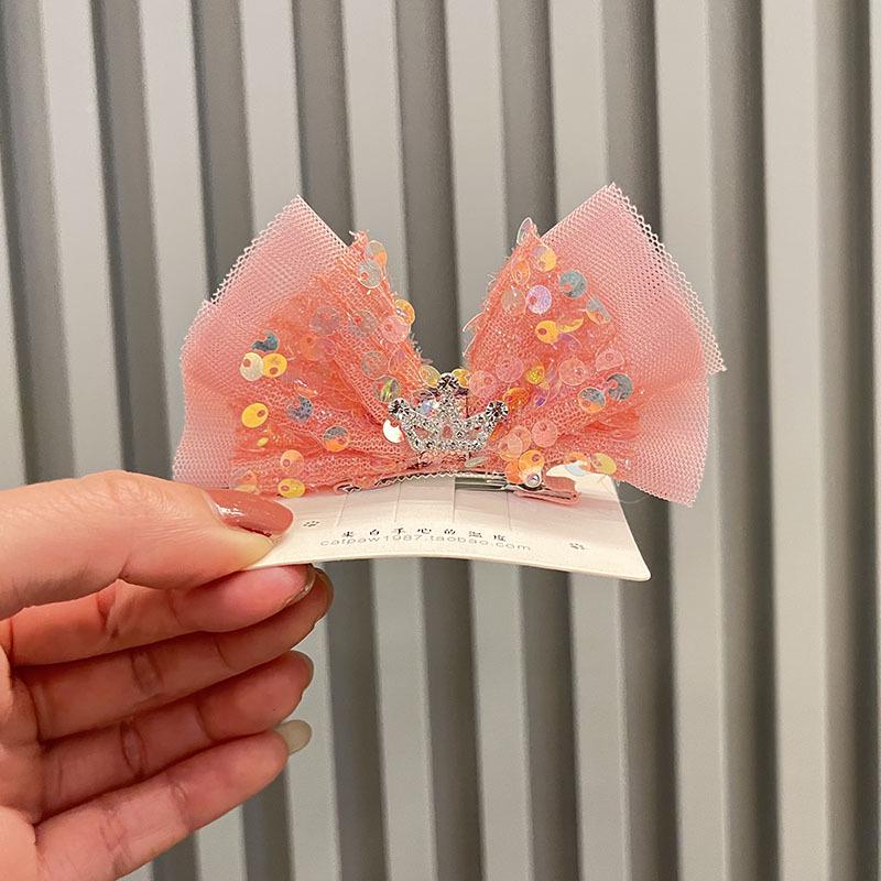 Adorable Sequin Crown Headband and Bow Hairpin for Little Princesses