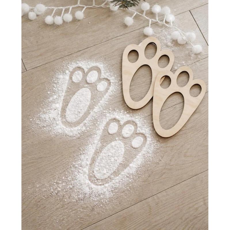 2pcs Reusable Bunny Paw Print Stencils – Easter Bunny Footprint Plaques for Egg Hunts, Spring Crafts & Tabletop Decor