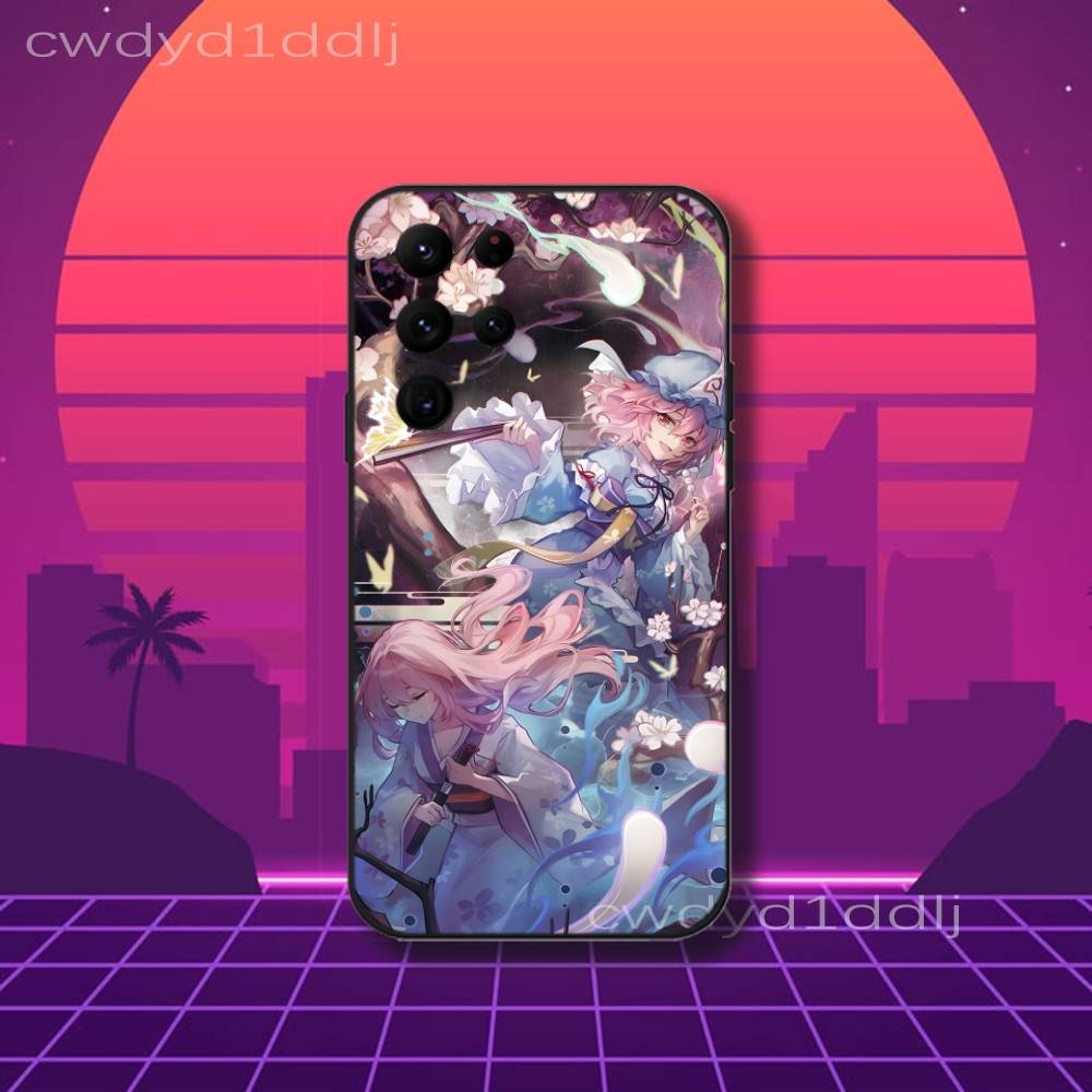 Saigyouji Y-Yuyuko Anime Phone Case For Samsung S10,S21,FE,S21 ,S26,S25,S24,S23,Ultra,S9,S22,Plus Black Shell Cover