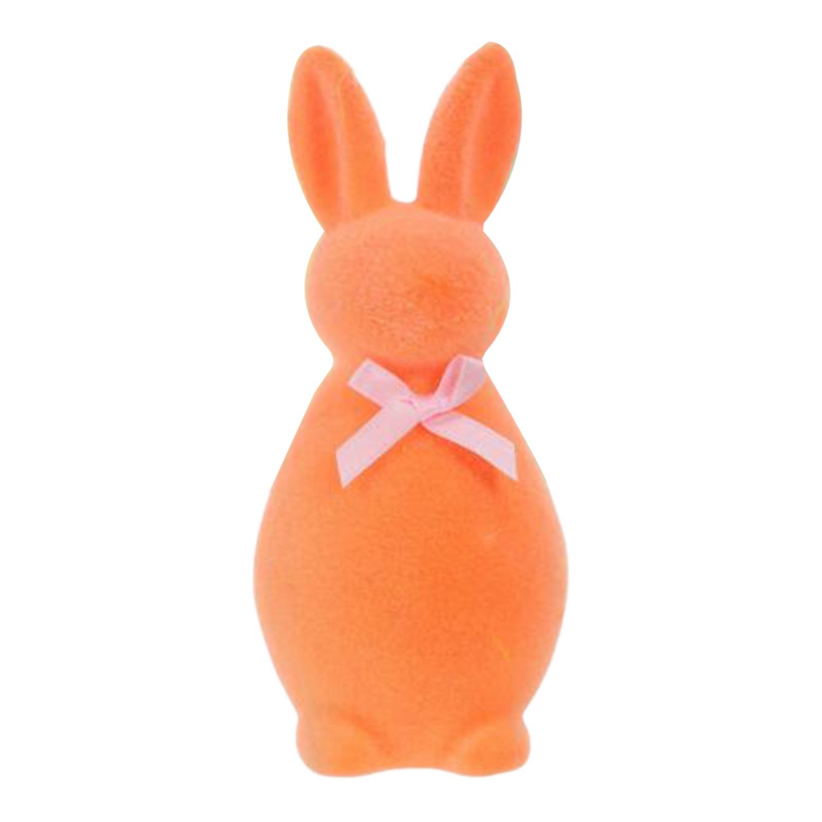 

Mini Rabbit Sculpture Flocked Foam Crafts Bunny Collectible for Living Room Easter Table Centerpiece Decor оранжевый