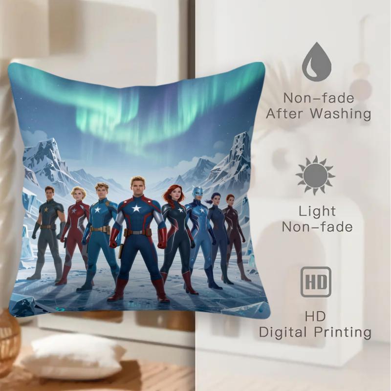 Aurora Superhero Team Throw Pillow Cushion Accent Pillow Includes Pillow Core 18.18Inch For Teens Bedroom Sofa Decor