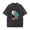 XH+90 MINISO 2026 Summer Vintage Wash Printed Pure Cotton Shoulder Style Men's and Women's Round Neck Short Sleeved Couple T-shirt