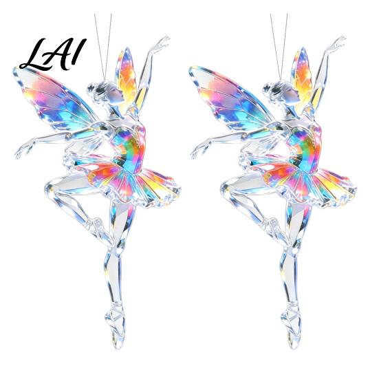 Car Rearview Mirror Charms 2Pcs Glitter Ballet Girl Keychain 2D Acrylic Hanging Pendant for Bag Backpack Sparkling Festive Party Supplies