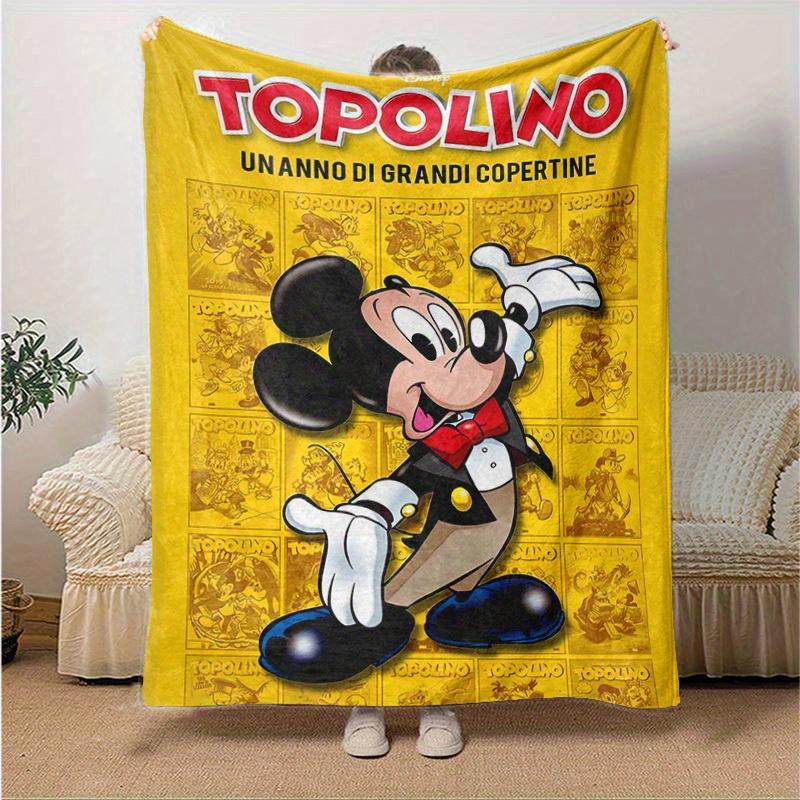 1pc Disney Topolino Mickey Mouse Throw Blanket Soft & Cozy Blanket for Couch, Bed, Travel