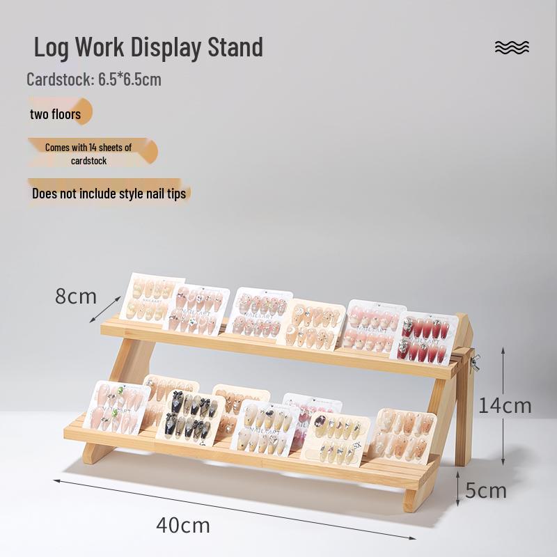 Solid Wood Nail Display Stand for Manicure Shops and Livestream Rooms