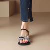 French Vintage Low Heel One Strap Open Toe Sandals Block Heel Foreign Style Versatile Plus Size Women's Shoes