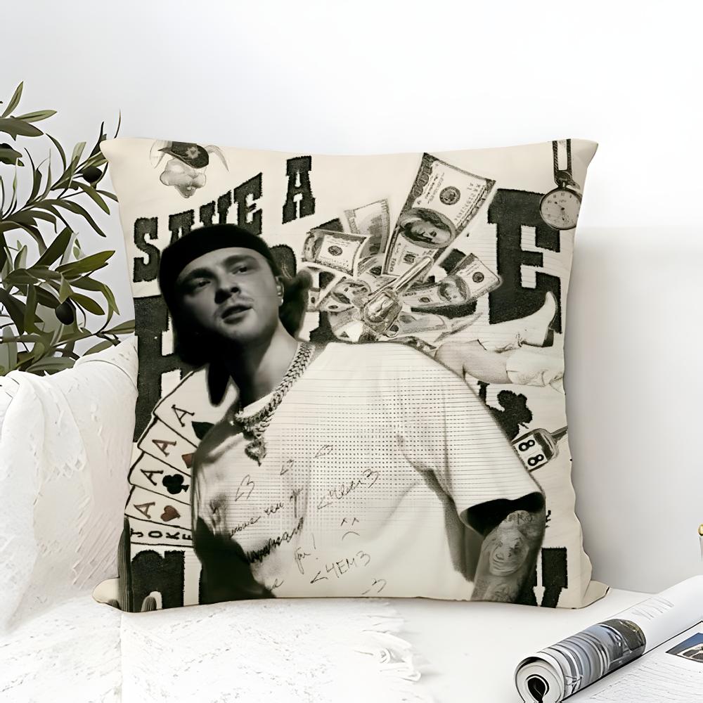 Pillow Case Cotton Linen Fabric Square Zipper Pillowcase Home Decorative Living Room Rapping Singer Music E-Egor Kreed 1