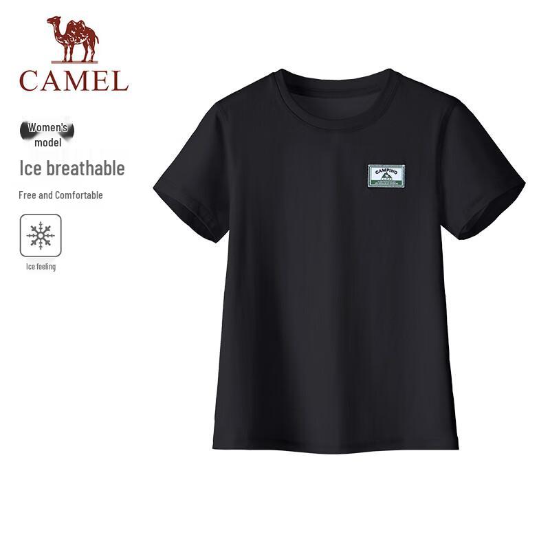 CAMEL Женская хлопковая футболка с круглым вырезом, приталенного кроя S