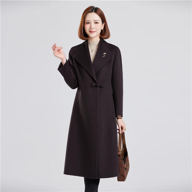 Women's 100% Pure Wool Long Lapel Coat