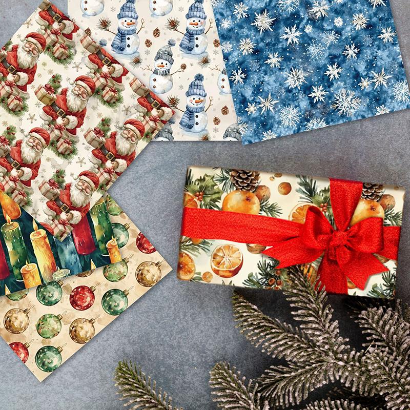 Bloc Hârtie Scrapbooking Crăciun 12 Foi 15x15 cm Confetti Strălucitor Fulg de Zăpadă Imprimeuri pe o Singură Față Carton 160 g/m² Fără Acid Decorativ