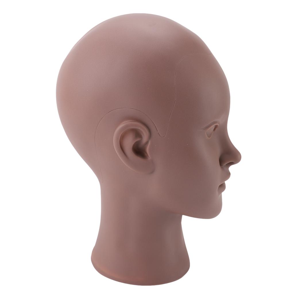 Female Bald Head Mannequin PVC Soft Rubber Human Skin Texture Makeup Practice Mannequin Head for Wig Hat Scarf Display
