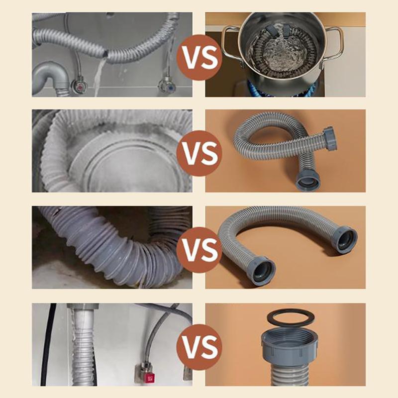 Thickened Kitchen Sink Drain Pipe Garbage Disposal Drain Hose Washing Basin Connecting Pipe Kitchen Drainage Plastic Hose