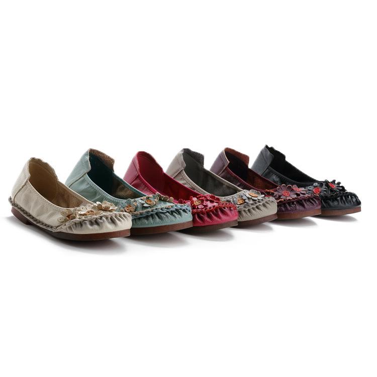 Spring Hot Spring Soft Sole Women's Shoes National Style Genuine Leather Women's Singles Shoes Middle-aged Old Mother's Shoes