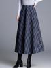 Chic High-Waisted Plaid A-Line Skirt - 2025 Autumn/Winter, Long Length, Women's Cozy Fashion