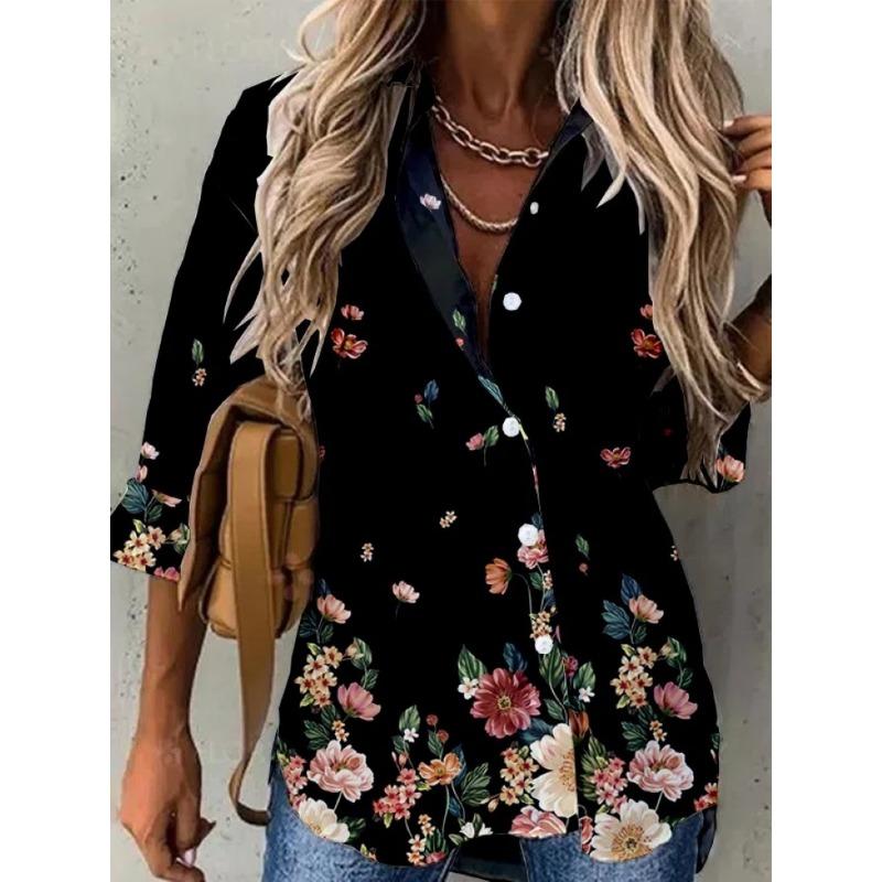 Fashion Casual Long Sleeve Women Shirt All-match Loose Shirt Women Temperament Printed Top