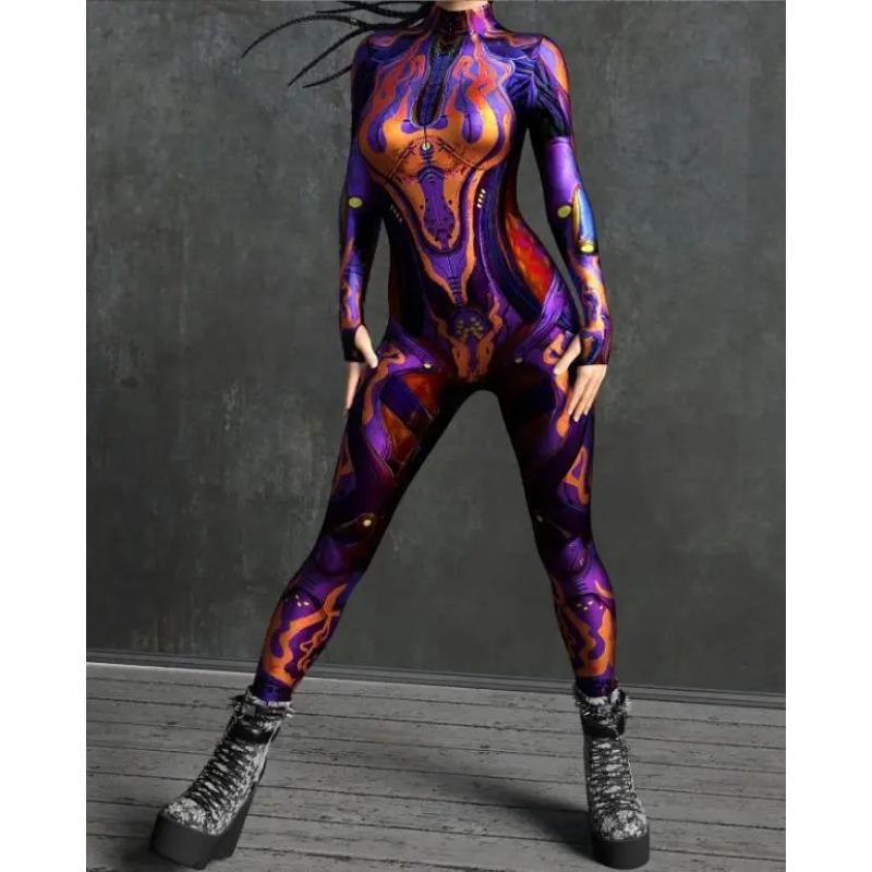 Super cool armură mecanică femei Cosplay punk salopetă costum elastic petrecere de vacanță fancy performanță body barceloane zentai