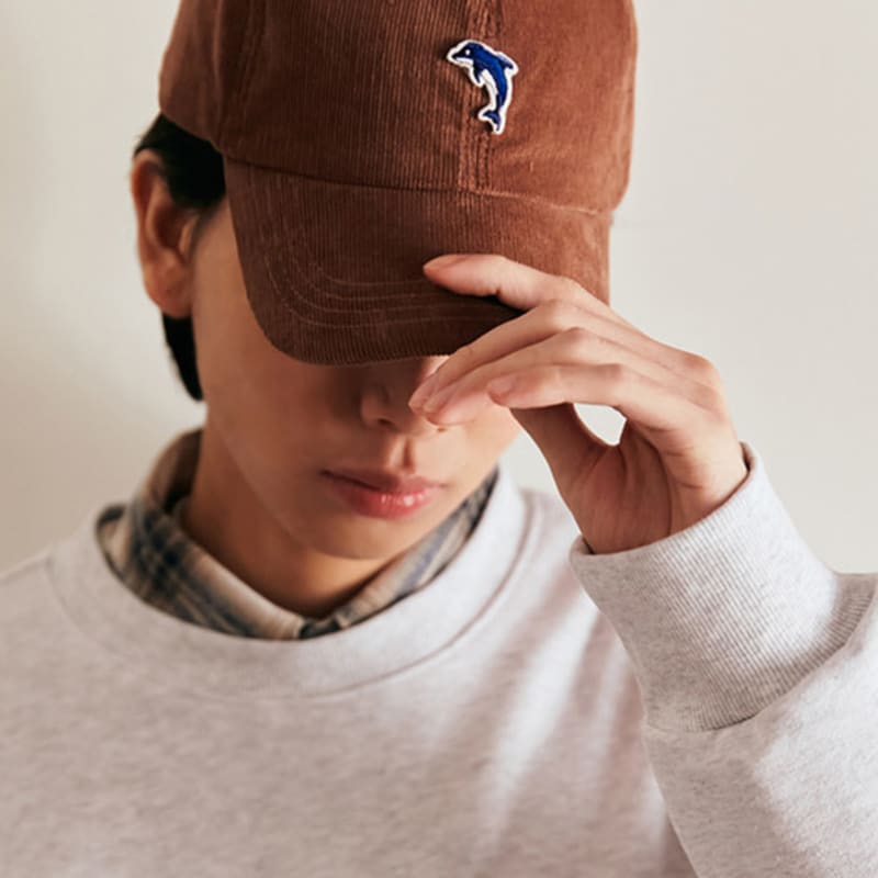 DOLPHIN WAVE APPAREL Dolphin Embroidered Wappen Corduroy Ball Cap_123821CM