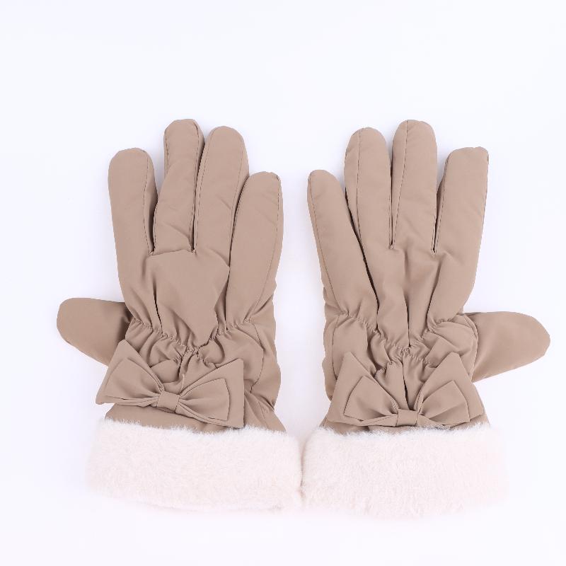 Ski Gloves Women Winter Fleece Thickened Warm Plush Cotton Waterproof Touch-Screen Gloves For Outdoor Riding Mountaineering