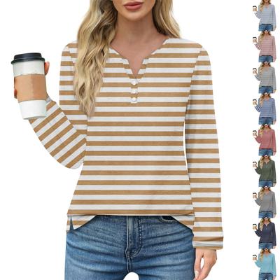 Dames T-shirt Tee Knoop Bloemenprint Lange Mouw Dagelijks Weekend Mode Basic V-Hals Normaal Top