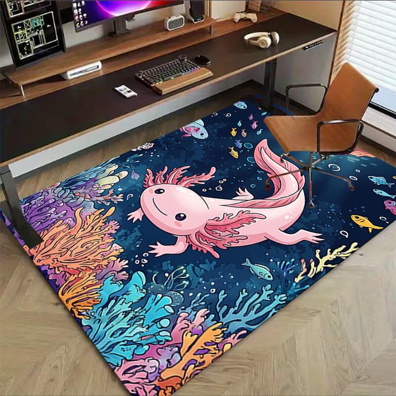 1PC Axolotl Ocean Extra Large Non-Slip Floor Carpet, Office, Family, Bedroom, Studio - Large Area Rug,Longlasting Material-K0414