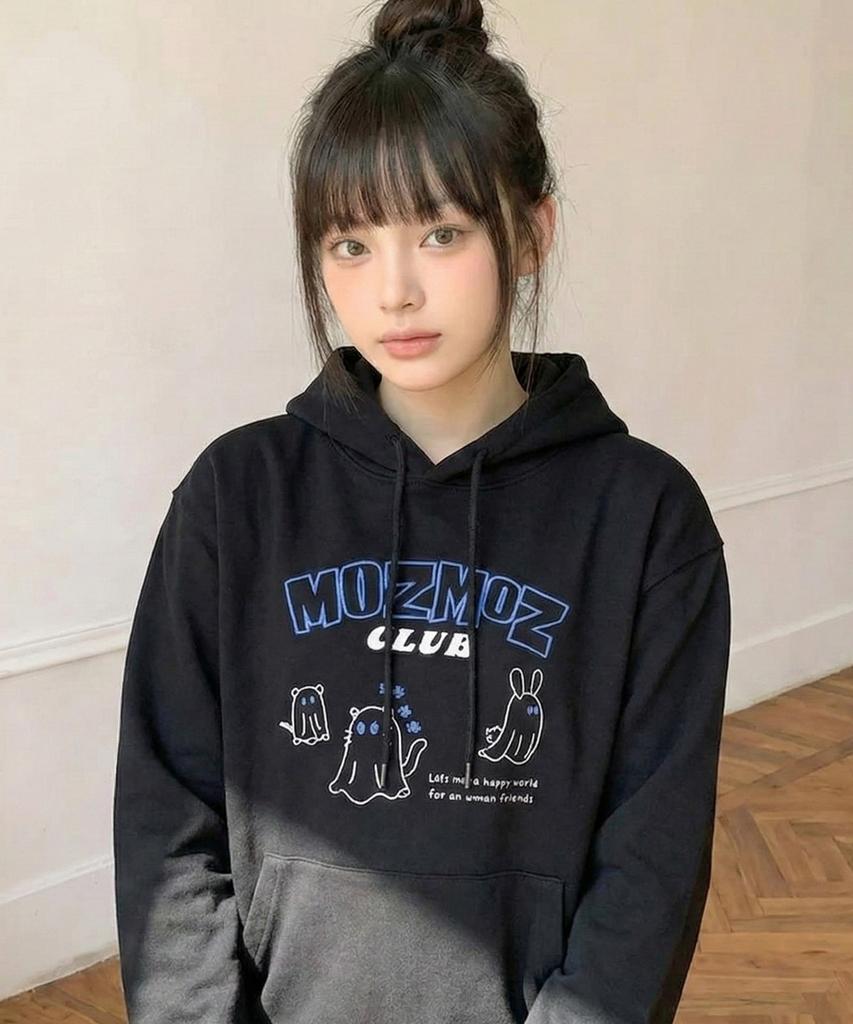 Small Friends Oversized Hoodie Black