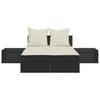 Double Sun Lounger with Cushions Black Poly Rattan