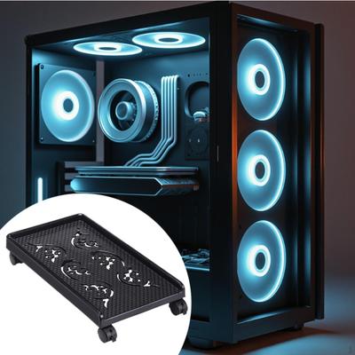 Computer Tower Stand Host Bracket Storage Rack with 4 Casters Wheels Gaming PC