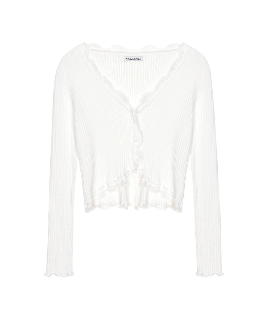 Nick&Nicole Lace Frill Essential Crop Cardigan_3 Color
