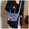 Retro Denim Tote Bag for Women Large Capacity Casual Shoulder Handbag Fashionable Daily Crossbody Bag KTB
