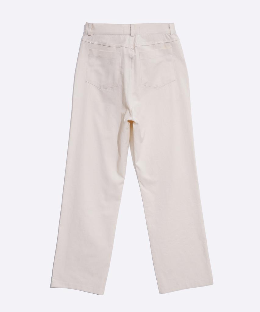 HARDCORE HAPPINESS Cotton Straight Basic Pants_Ivory