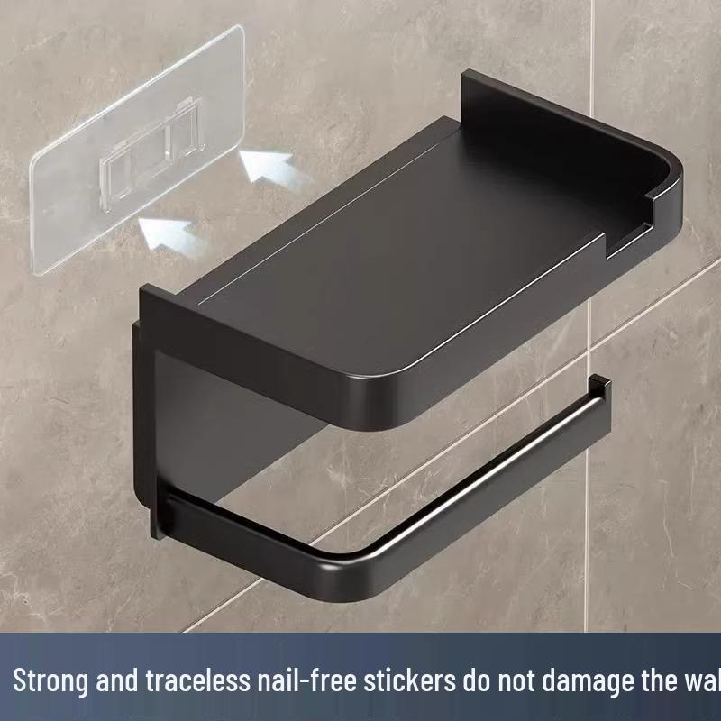 Wall-Mounted Toilet Paper Holder and Shelf for Bathroom Storage