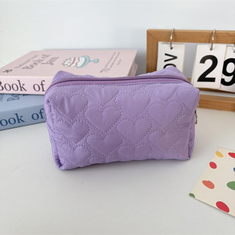 New Quilted Makeup Bag for Women Cosmetics Organizer Portable Travel Skincare Toiletry Bag Student Stationery Pouch Pencil Case