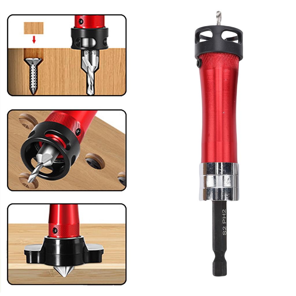 Countersink Drill Bit Set with Depth Stop 1Celsius4 Inch Hex Shank Counter Sink Drill Bits with Chamfer Bit for Woodworking