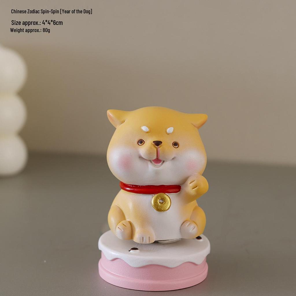 Chinese Zodiac Desk Spinner: 12 Animal Resin Figurine Ornaments