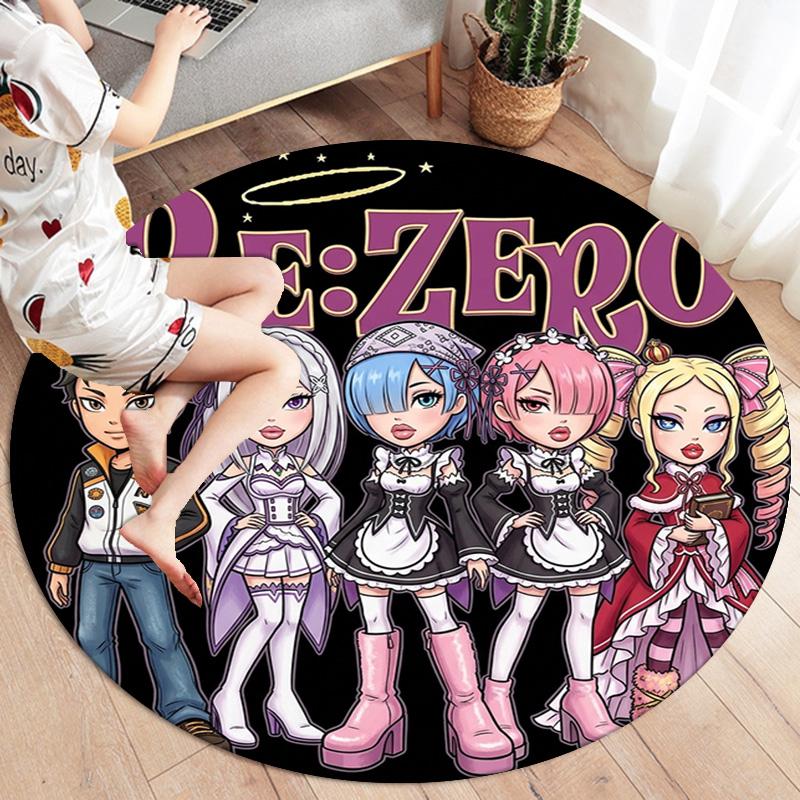 Re Zero Round Area Rug Carpet Rug For Living Room Bedroom Sofa Playroom Decor Nonslip Floor Mat