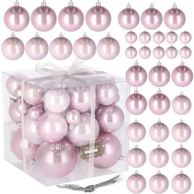 Christmas Ornaments - SPRINGOS - 37 Pcs - Pearl Pink - Plastic - To Hang